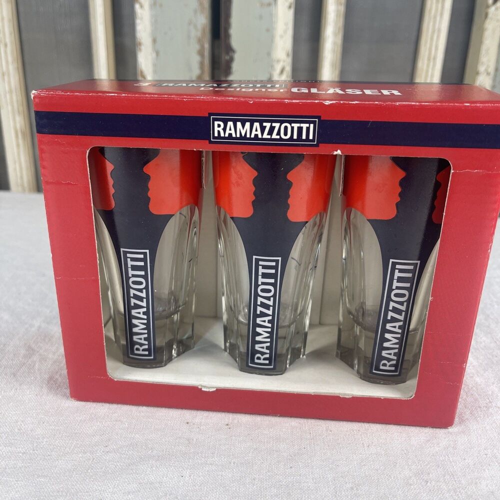 Vintage, Ramazzotti, Liqueur/Shot Glass,   Approx, 6 in Tall, Set of 3 NIB